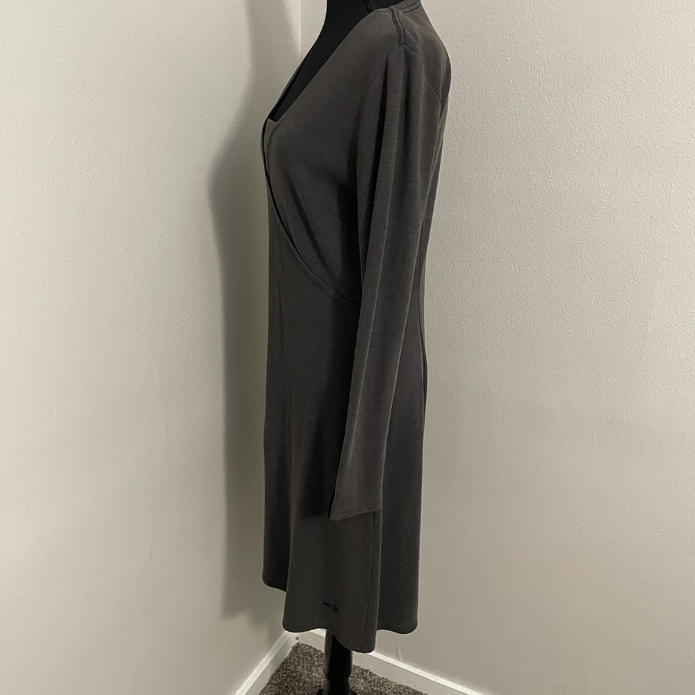 HORNY TOAD Womens Sz Medium Gray Long Sleeve Faux Surplice Dress Toad & Co - Picture 5 of 10